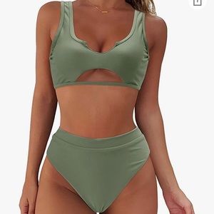 High waisted army green bikini
